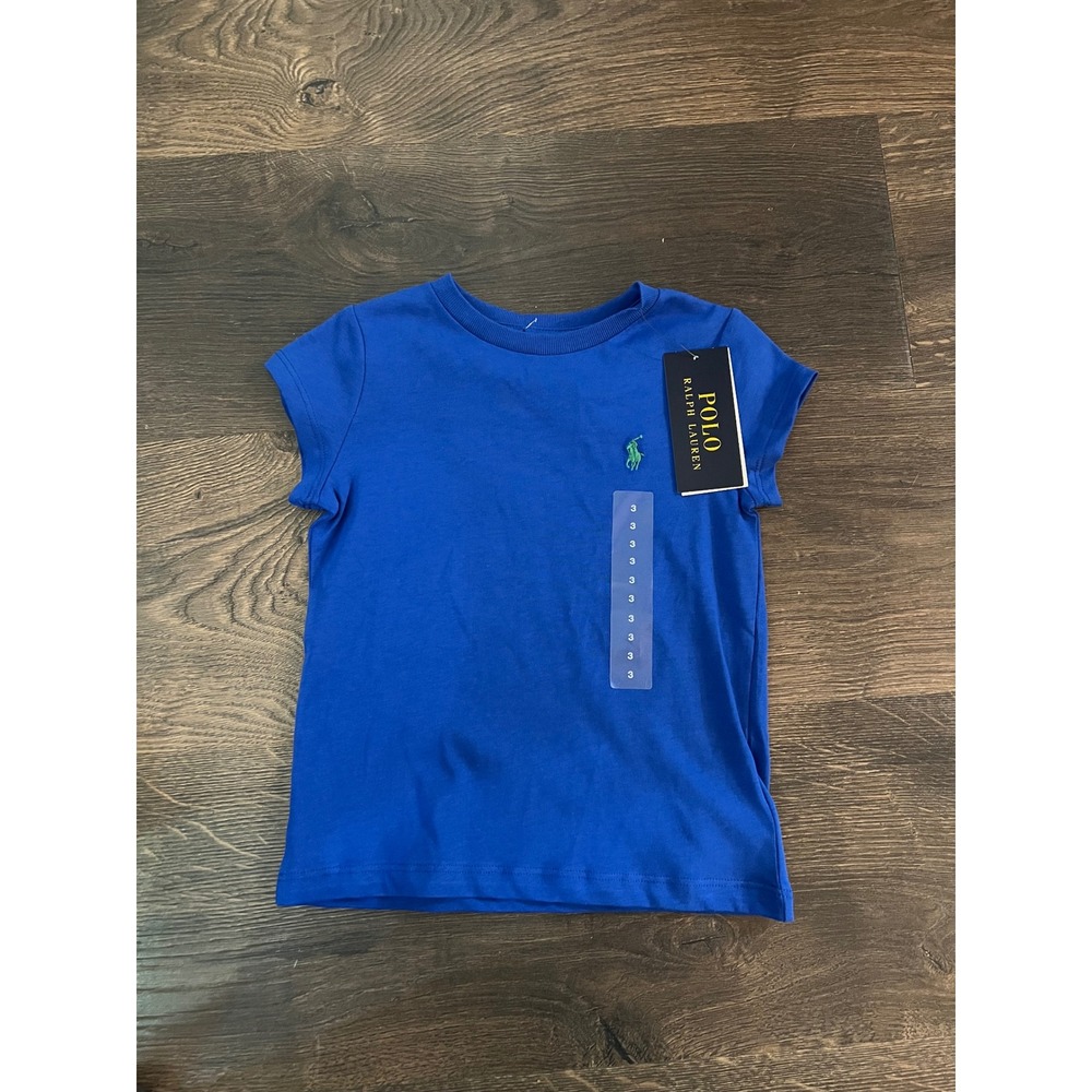 Polo Ralph Lauren Kids Royal Blue Cotton T-Shirt Green Pony Logo Size 3 NWT